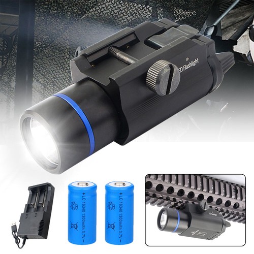 Tactical LED Flashlight Torch Illuminator Pistol Light Picatinny Rail Hunting - Picture 11 of 11