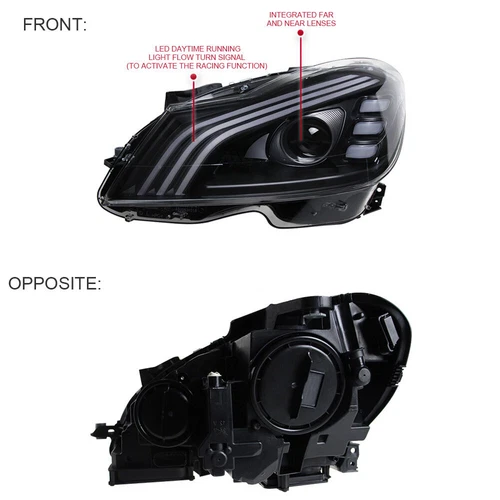 Pair For Mercedes Benz W204 C250 2011-2014 LED Headlights DRL Head Lamp Assembly - Picture 12 of 24