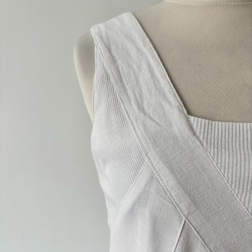 Alice Collins White Cotton & Linen Blend Balloon Dress Holiday Summer Size 12 - Picture 5 of 16