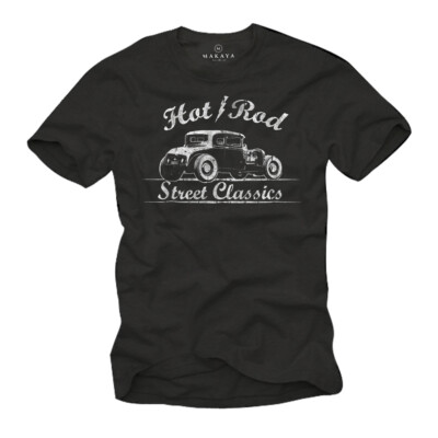 Old School Rockabilly Herren T-Shirt mit Hot Rod - Männer US Muscle Car Shirt