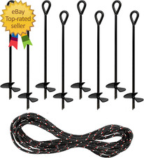 8 Pack 15 Inch Black Ground Anchor Reusable Heavy Duty Steel Wind Stakes