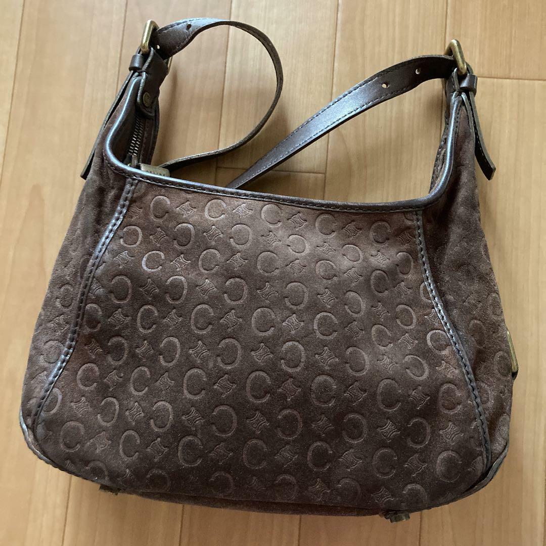 Auth CELINE Macadam One Shoulder Bag Dark Brown Leather Used from