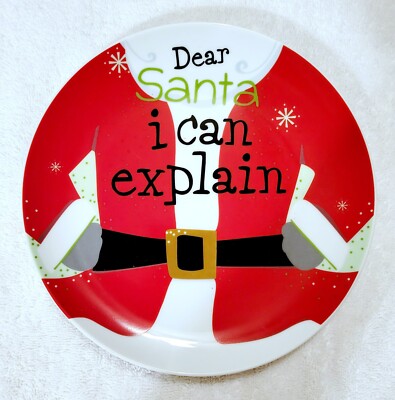 Vintage Gibson Santa Holiday Plate Fun Santa I Can Explain C.R. Gibson 8''