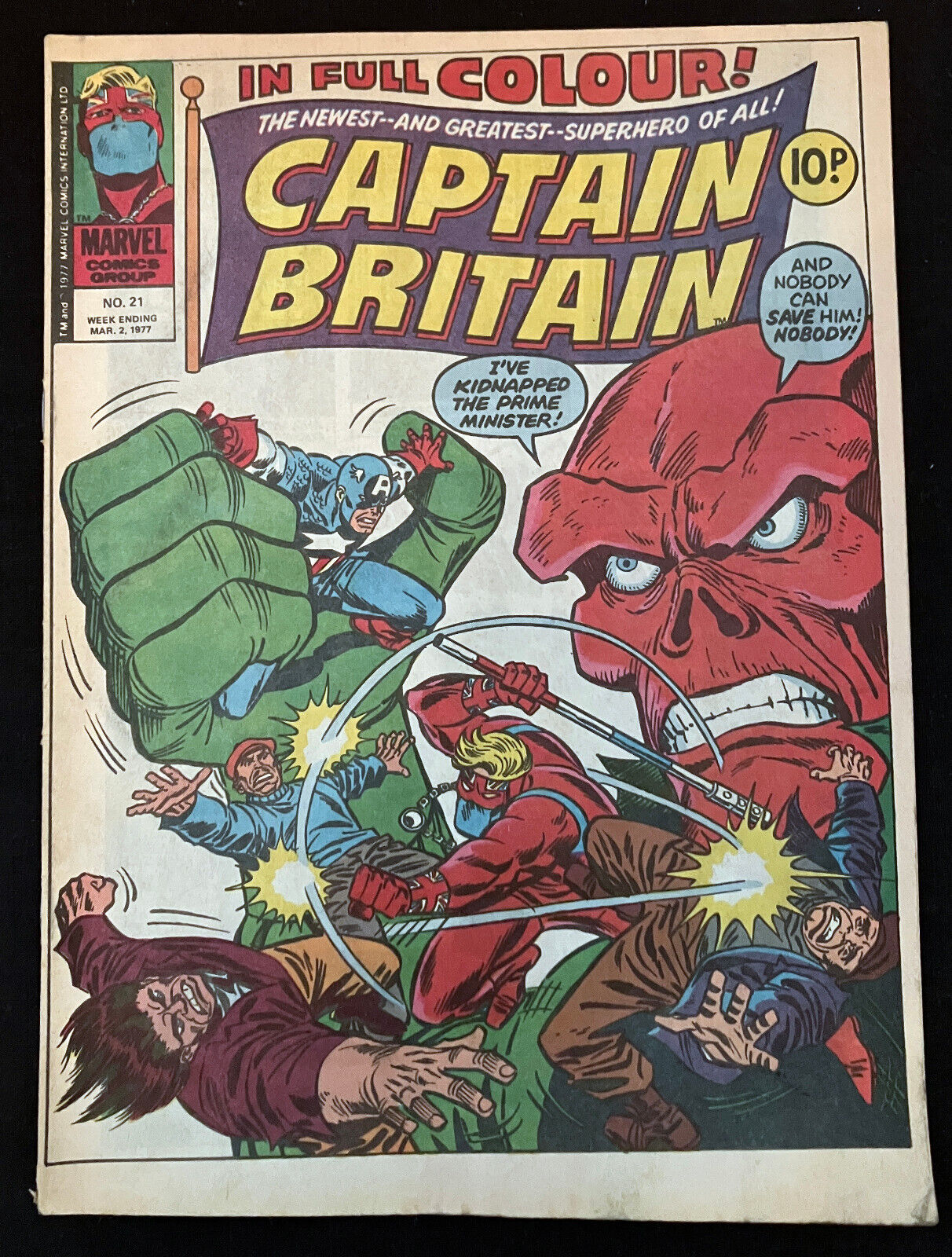 CAPTAIN BRITAIN #21 (Marvel UK 1977) VG condition guest starring Captain America
