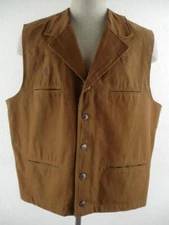 Men's XL Wyoming Traders Bronco Canvas Brown Vest Old West Cowboy Waistcoat NEW