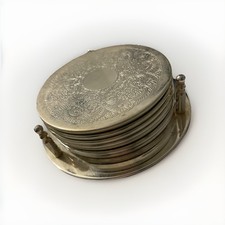 Vintage Silver Plated Coaster Set of 6 Decorative Tableware Drinks Coasters