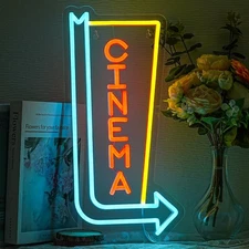 Cinema Neon Sign Arrow Neon Light for Wall Decor Movie Theater Led Neon Signs Mo