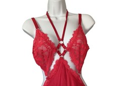 VICTORIA'S SECRET Silk Satin Red Long Nightgown Y2K Slip Dress Medium Valentine