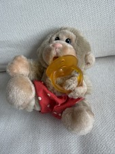 Vintage Russ Berrie Baby Chee Chee Monkey Plush w/ Pacifier Red Polka Dot