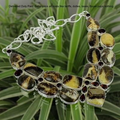 Natural Septarian Citrine Chain Root Chakra Necklace Jewelry 925 Sterling Silver