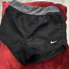 Nike Dri-FIT Women's Black/Gray Athletic Shorts Elastic Waist Lightweight