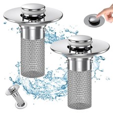 Bathroom Sink Drain Strainer, Pop Up Sink Drain Filter with Removable Stainle...