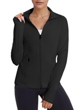 Women's Workout Jackets Full Zip Athletic Tops Lightweight Gym Yoga Running J...