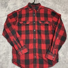 George Buffalo Plaid/Button/Collar Flannel Shirt--Red/Black--Small 34-36 