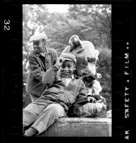 1956 Prospect Park Children Black Boy Play Bklyn NYC Old 35mm Photo Negative C21