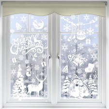 141 Static Snow Flakes Stickers Merry Christmas Window Clings Decoration