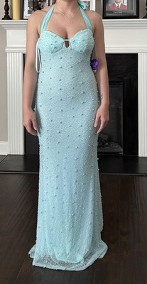 Light Blue Beaded Halter Backless Gown Formal Women's Dress Long Sleeveless | eBay Light Blue Beaded Halter Backless Gown Formal Women's Dress Long Sleeveless | eBay