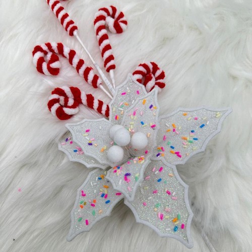 Fabric Christmas Artificial Flowers Glitter Glitter Poinsettia New Year - Picture 5 of 14