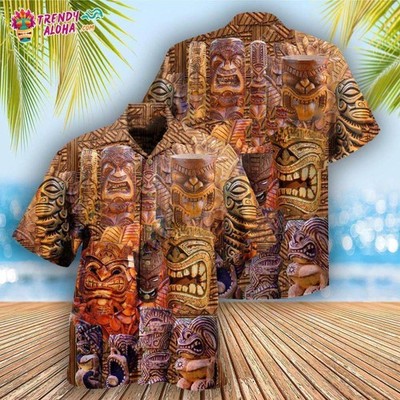 Tiki If Found Return To Hawaii Tiki Sculpture Hawaiian Shirt   Trendy Aloha