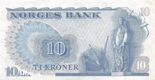 Norway  10   Kroner  1973   Series  Q N   Circulated Banknote  IJ 2