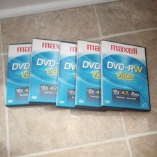 5 NEW Maxell DVD-RW Video 4.7GB 120 Min 2x Rewritable Blank Media Discs