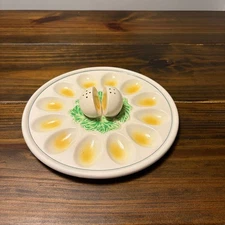 Vintage Ceramic 12 Place UCAGCO Deviled Egg Platter 10.25 inch Diameter