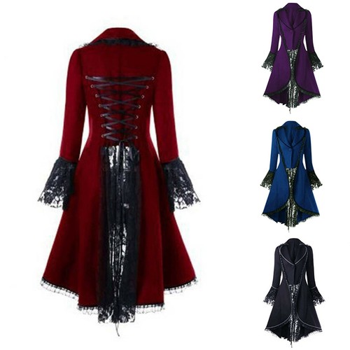 2024 Victorian Dress Retro Gothic Long Jacket Women Punk Rave Brocade Steampunk - Picture 1 of 14