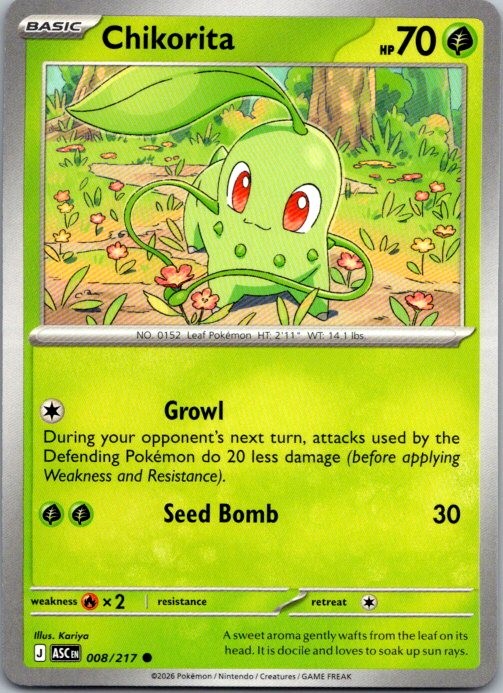 Chikorita Common ME: Ascended Heroes 008/217 NM
