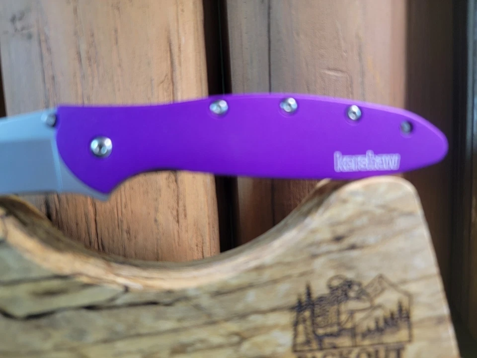 Navaja de bolsillo plegable nueva en la caja Kershaw apertura asistida puerro 1660PUR Foto 3 de 4