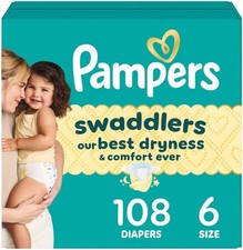 Pampers Swaddlers Diapers, Size 6 23-44 lbs - 108 Count 
