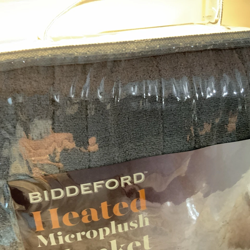 Manta Doble Biddeford Eléctrica Calefacción Micro Felpa Gris Apagado Automático Foto 3 de 4