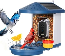 Smart Bird Feeder with Camera Solar Powered,5MP HD AI Identify Blue 