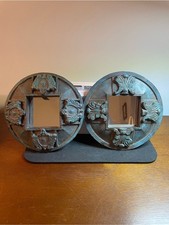 Pair of Decorative Round Wall Mirrors in Patina Bronze-Green