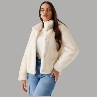 Guess Weiße Eco Pelzjacke Damen Art. LUNA W5BL64 W3920 G012