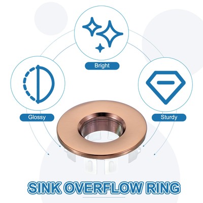 4-Pack Sink Overflow Rings – Matte Black & White Round Covers, Brass Construction