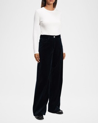 Theory 5 Pocket High Rise Stretch Straight Leg Velvet Jeans in Baltic