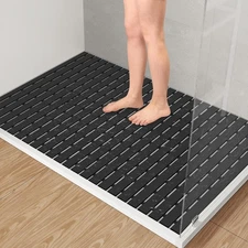 Yolife PVC Large Shower Mat, 35.4 × 24 Inch Non Suction Cup Non Slip Shower
