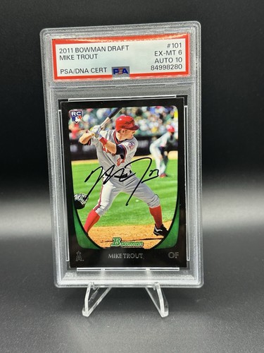 2011 Bowman Draft Mike Trout RC Auto PSA/DNA Auto 10 PSA 6 #101