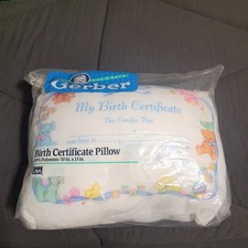 Vintage Gerber Birth Certificate Pillow Unisex Baby USA 1992 Polyester 10" x 13"