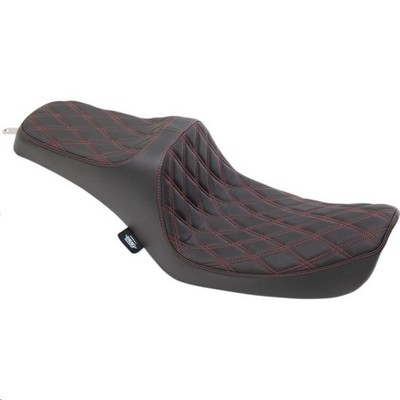 Drag Specialties Predator III Seat - Double Diamond - Red Thread 0803-0654