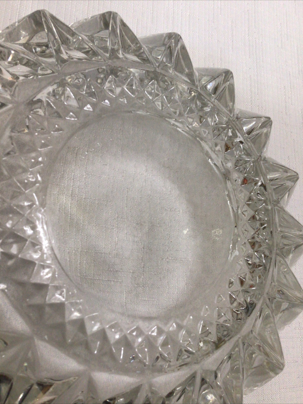 Vintage KIG Indonesia Heavy Pressed Glass 8-Inch Round Cigar Ashtray