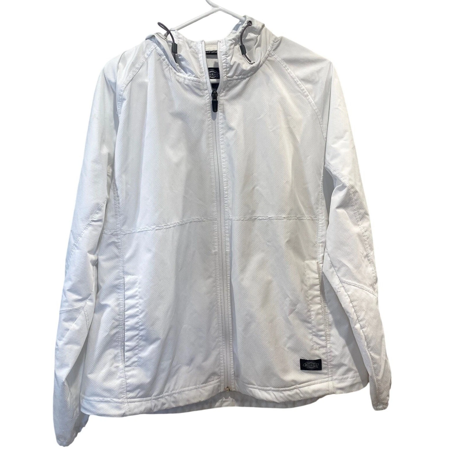 Dickies Performance System Mens White Hooded Lightweight Jacket XL Adjustable