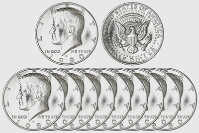 1980 P Kennedy Half Dollar BU Roll 20 US Coins TAKEN FROM MINT SETS