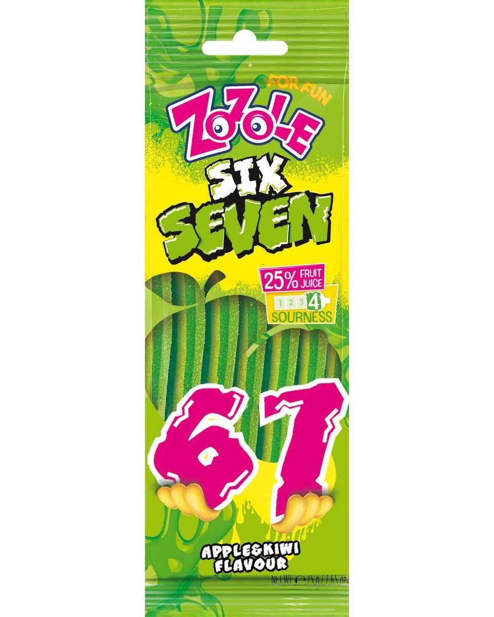 4 ZOZOLE SIX SEVEN 67 Sour Apple & Kiwi Flavor Gummi Candies 75g