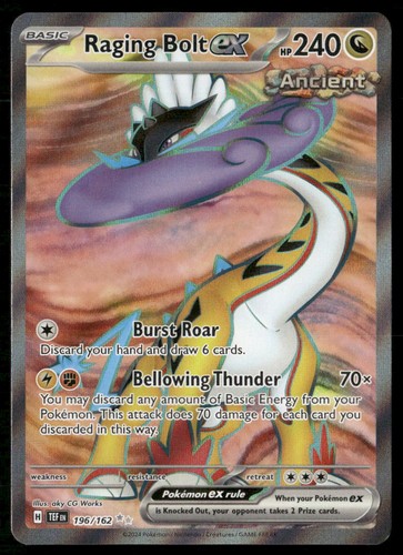 RAGING BOLT EX 196/162 ULTRA RARE TEMPORAL FORCES POKEMON HOLO NM