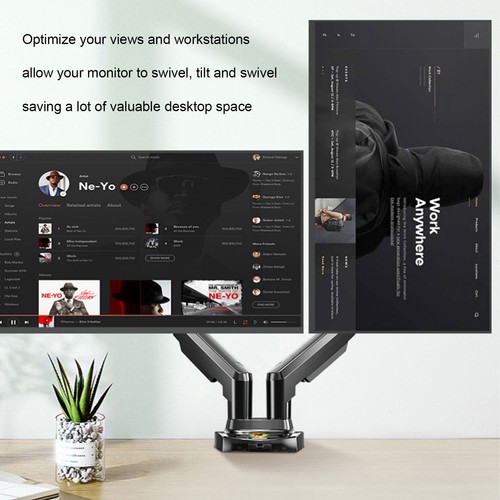 Dual Monitor Desk Mount Stand Adjustable Spring Vesa Arms With C Clam AM - Afbeelding 9 van 24