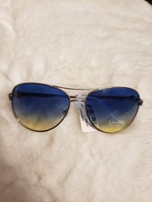 Jessica Simpson Aviator Silver White Sunglasses Blue Gold Gradient Lenses