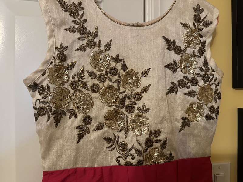 Beautiful Embroidered Anarkali 3 pc Pants silk set Designer Wear Was used once! 