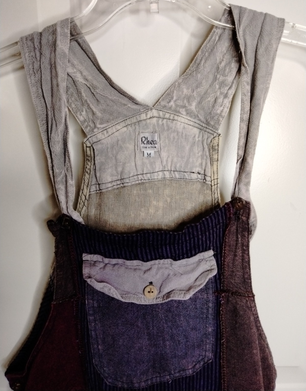 Rhea Boho Patchwork Overalls Medium Straight Leg … - image 3