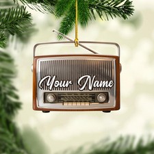 Personalized Retro Radio Christmas Ornament 2025   Custom Name Vintage Radio Sty